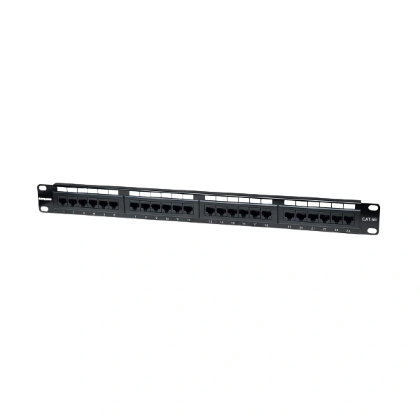 Panel de Parcheo Intellinet Cat5e 513555 / 24 puertos RJ-45 / 1U / Negro
